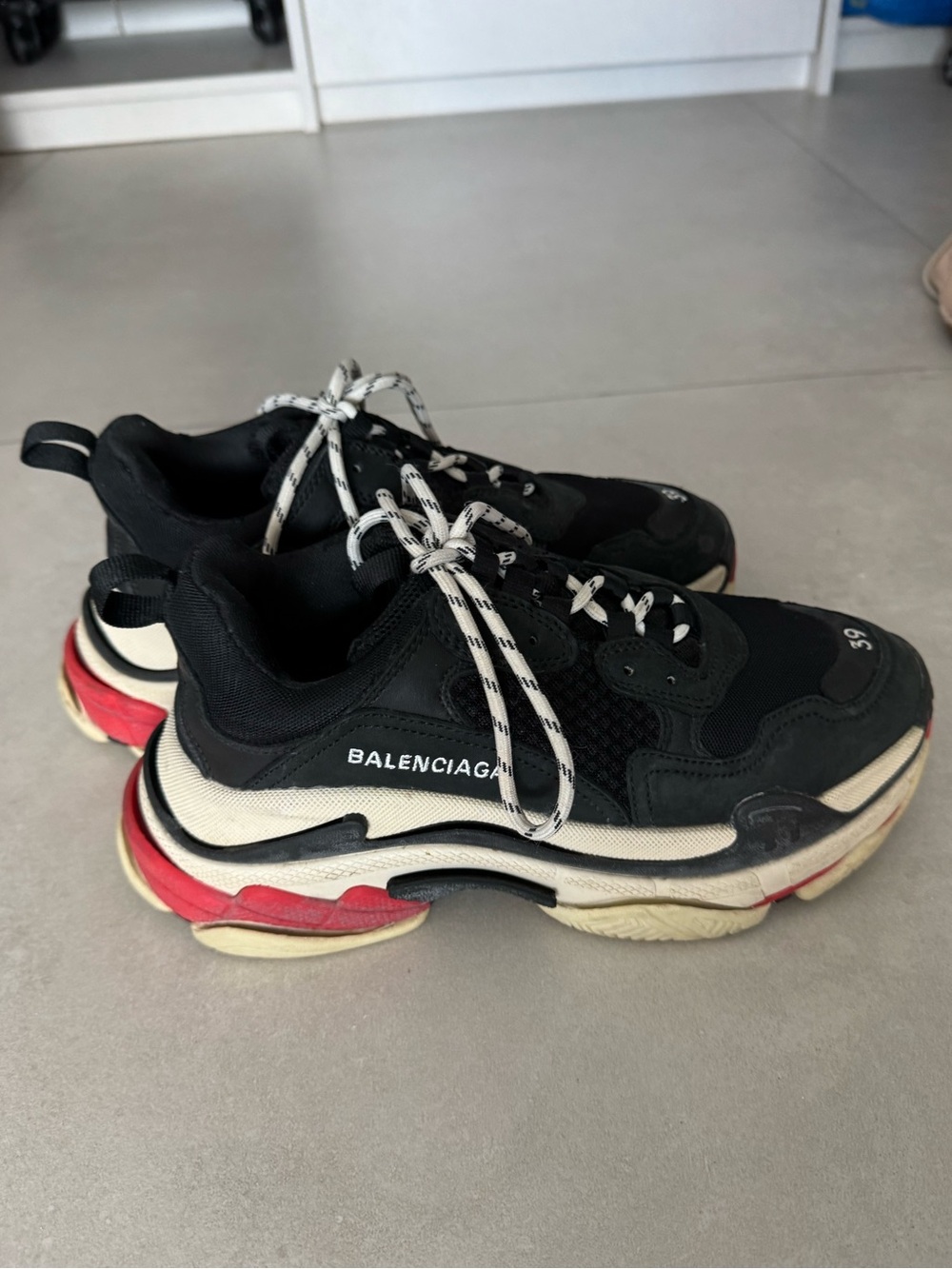 Balenciaga Triple S Women’s Sneaker in Black, White & Red